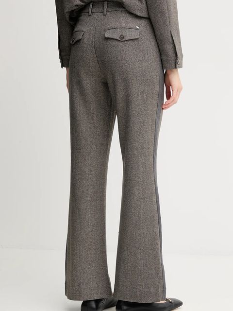 Mos Mosh spodnie RHYS damskie kolor brązowy szerokie high waist 174100