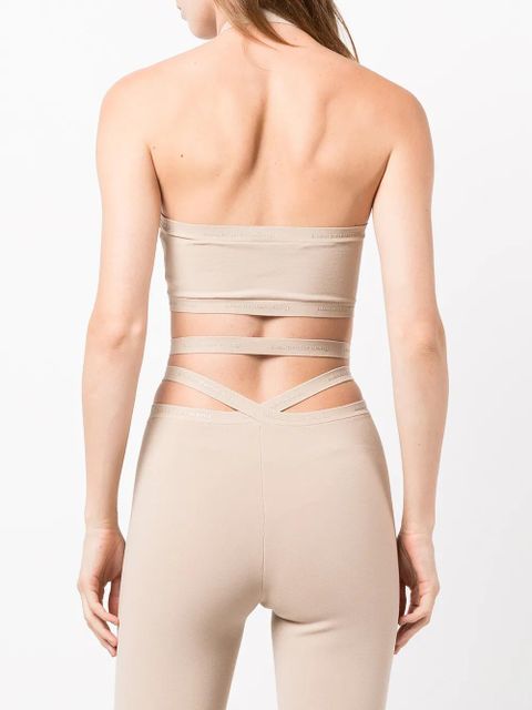 Alexander Wang logo-trim halterneck top - Neutrals