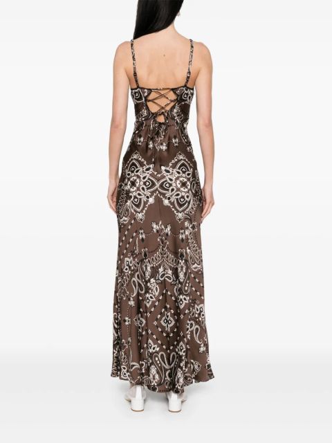 SANDRO bandana-print maxi dress - Brown