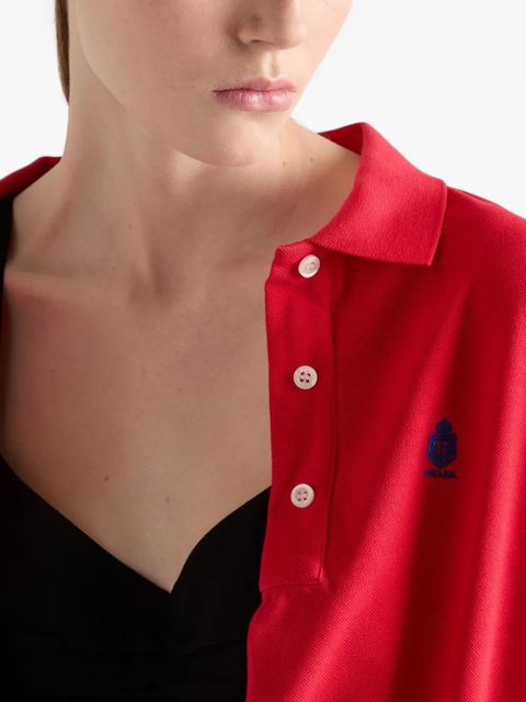 Prada long-sleeved cotton piqué polo shirt - Red