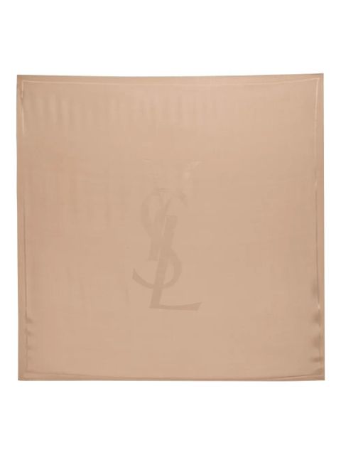 Saint Laurent Grand logo-jacquard silk scarf - Neutrals