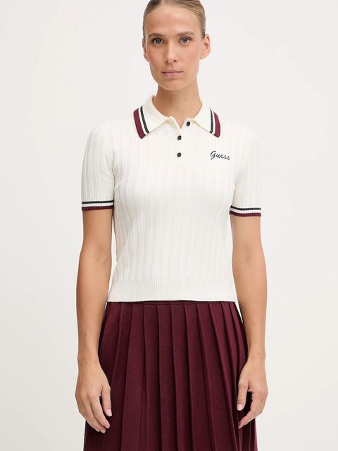 Guess polo z dodatkiem wełny SABINA damski kolor kremowy V5BP04 Z1152 - zdjęcie produktu nr 1