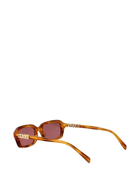 Gucci Eyewear logo-plaque rectangle-frame sunglasses - Brown