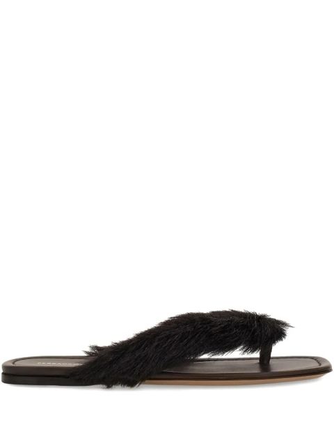 Ferragamo fur-detail thong sandals - Brown - zdjęcie produktu nr 1