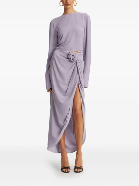 ROTATE BIRGER CHRISTENSEN knot-embellished crepe skirt - Purple - zdjęcie produktu nr 2