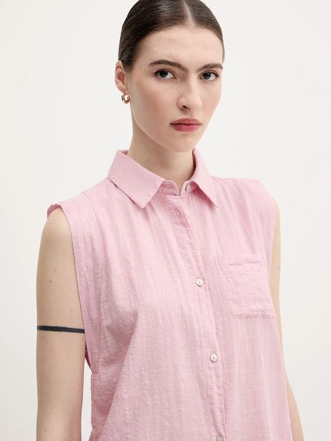 United Colors of Benetton koszula damska kolor różowy regular z kołnierzykiem klasycznym 5ONVDQ0C1