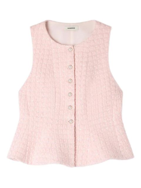 SANDRO tweed-fabric sequin-embellishment waistcoat - Pink - zdjęcie produktu nr 1