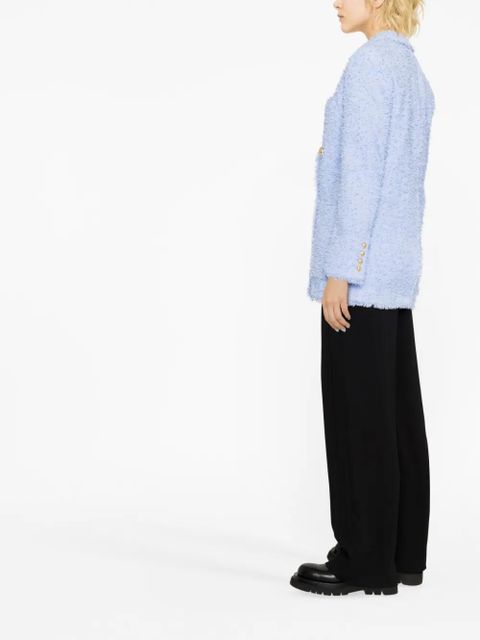 Balmain oversized double-breasted tweed blazer - Blue