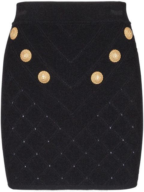 Balmain 6-Button fine-knit mini skirt - Black - zdjęcie produktu nr 1