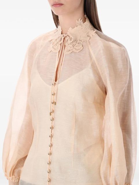 ZIMMERMANN Rebellion lace-collar shirt - Neutrals - zdjęcie produktu nr 2