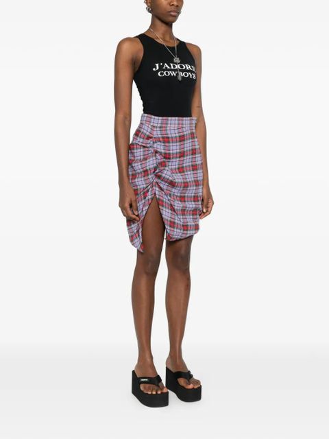 Vivienne Westwood mini Side Panther ruffled tartan skirt - Purple - zdjęcie produktu nr 2