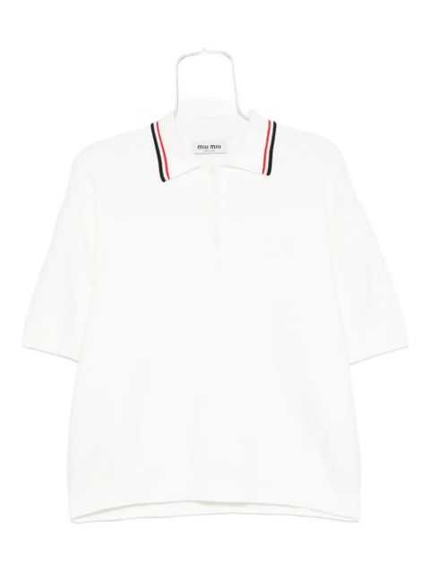 Miu Miu striped-trim polo shirt - White - zdjęcie produktu nr 1