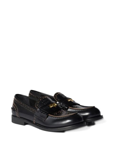 Miu Miu perforated coin-detail loafers - Black