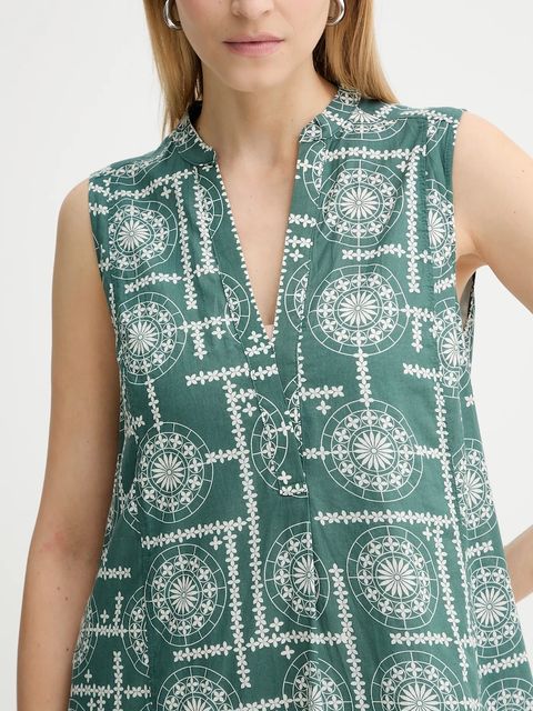 Marc O'Polo sukienka bawełniana kolor zielony mini rozkloszowana 516080921135