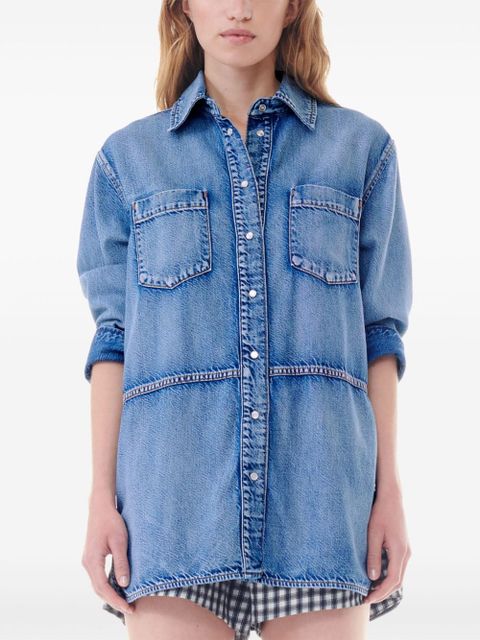GANNI logo-embellished denim shirt - Blue - zdjęcie produktu nr 2