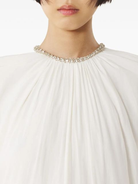 Lanvin embellished-neck gathered maxi dress - White