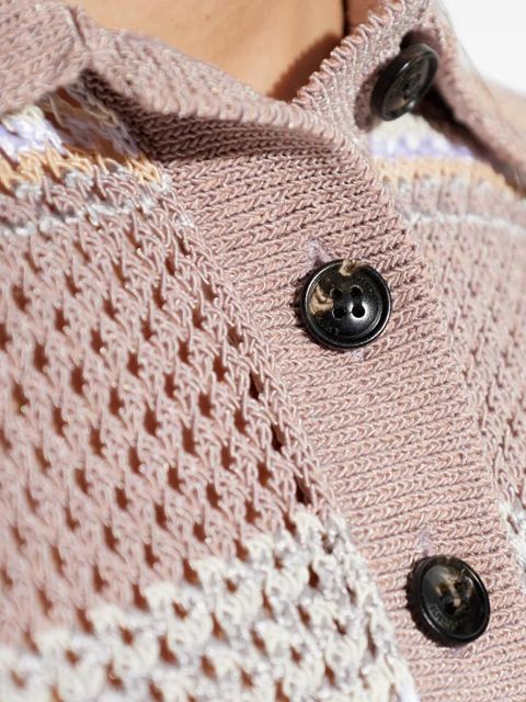 AMIRI buttoned striped polo top - Pink