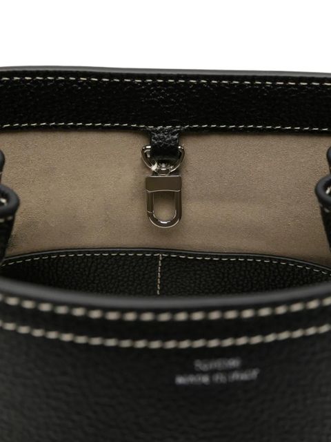 TOTEME belted grained leather bucket bag - Black