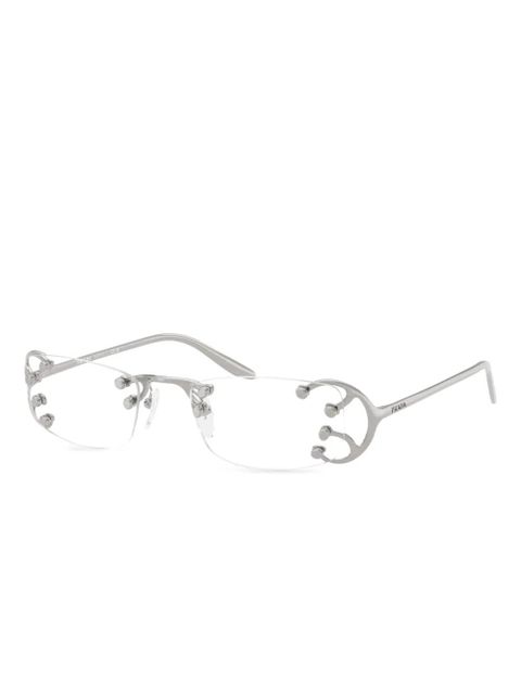 Prada Eyewear rimless metallic-detail glasses - Silver - zdjęcie produktu nr 1