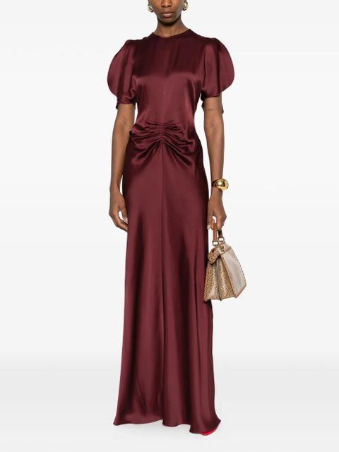 Victoria Beckham ruched short sleeve dress - Red - zdjęcie produktu nr 2