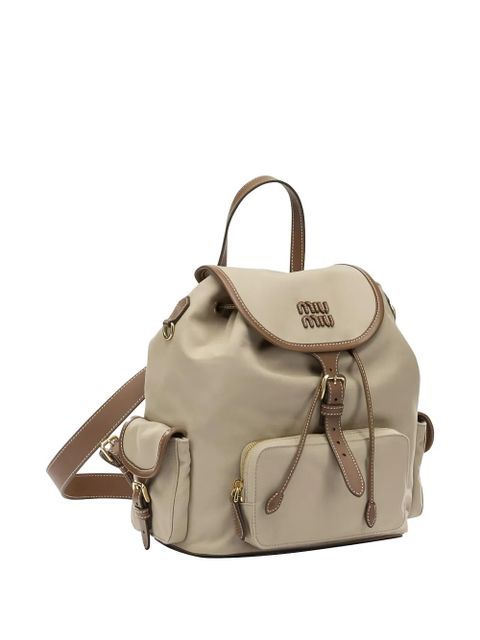 Miu Miu logo-appliqué backpack - Neutrals
