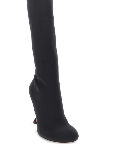 Amina Muaddi 95mm stretch thigh-high boots - Black