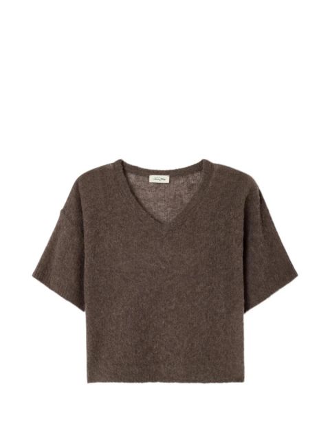 American Vintage Bodyrow short-sleeve V-neck wool jumper - Brown - zdjęcie produktu nr 1