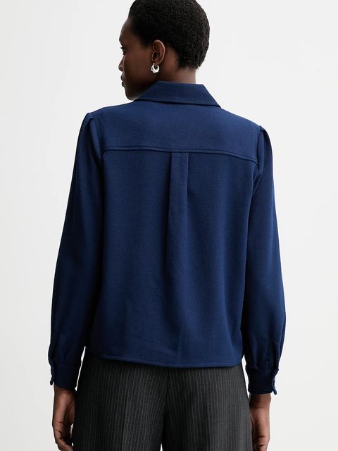 Sessun koszula damska kolor granatowy regular z kołnierzykiem klasycznym 25110020