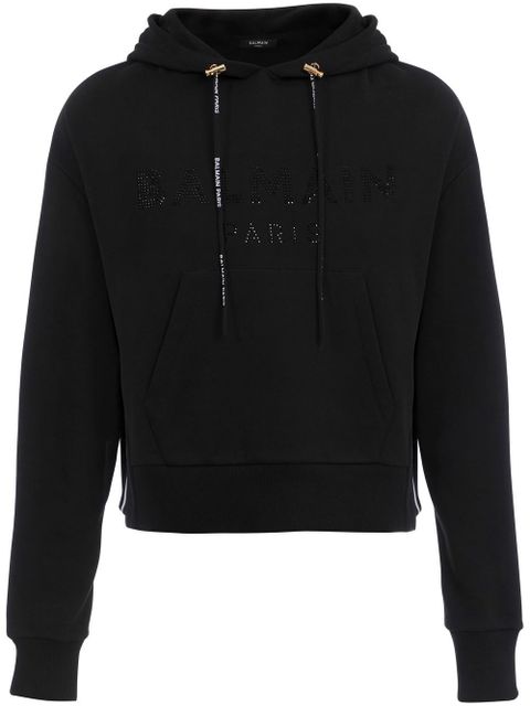 Balmain rhinestone cotton hoodie - Black - zdjęcie produktu nr 1