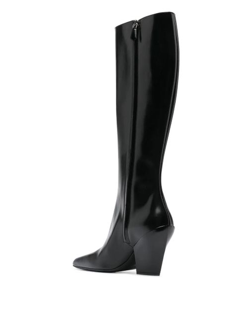 Prada block-heel leather boots - Black