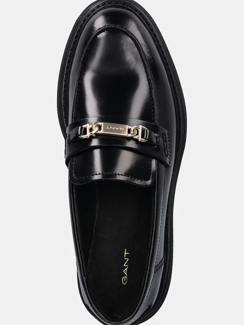 Gant mokasyny skórzane Ivyhill damskie kolor czarny na płaskim obcasie 31531118