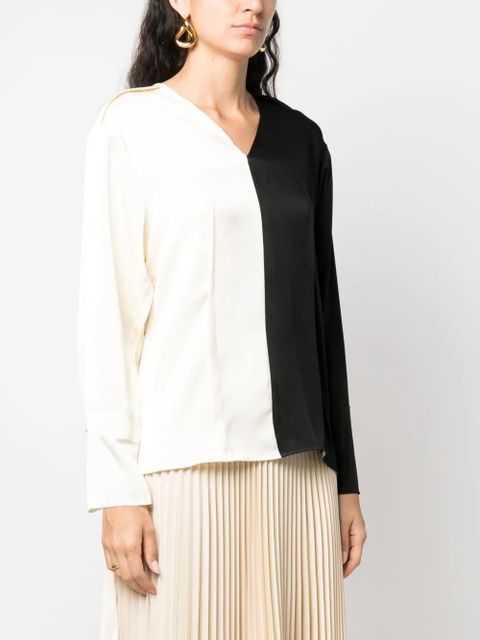 Victoria Beckham colour-block V-neck blouse - Black - zdjęcie produktu nr 2