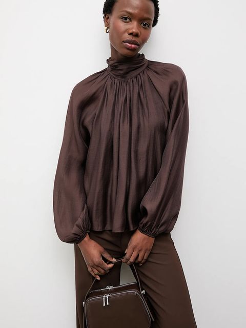 Answear.LAB bluzka damska kolor brązowy gładka