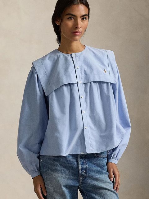 Polo Ralph Lauren koszula bawełniana damskie kolor niebieski relaxed z kołnierzykiem klasycznym 211A96165 - zdjęcie produktu nr 1