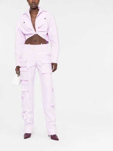 Off-White twisted-front cropped cotton jacket - Purple - zdjęcie produktu nr 2