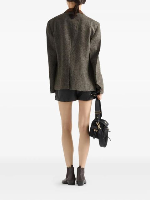 Prada suede-panel chevron wool jacket - Brown