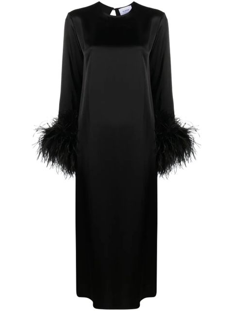 Sleeper Suzi feather-cuffs maxi dress - Black - zdjęcie produktu nr 1
