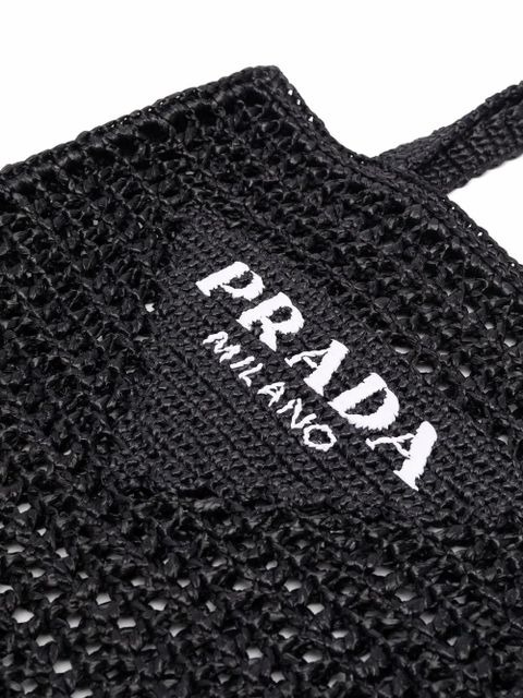 Prada interwoven-design logo-print shoulder bag - Black