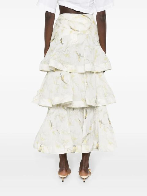 ZIMMERMANN pleated tired midi skirt - Neutrals