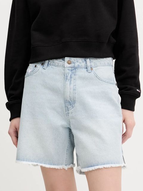 Karl Kani szorty jeansowe damskie kolor niebieski gładkie high waist 6110098 - zdjęcie produktu nr 1