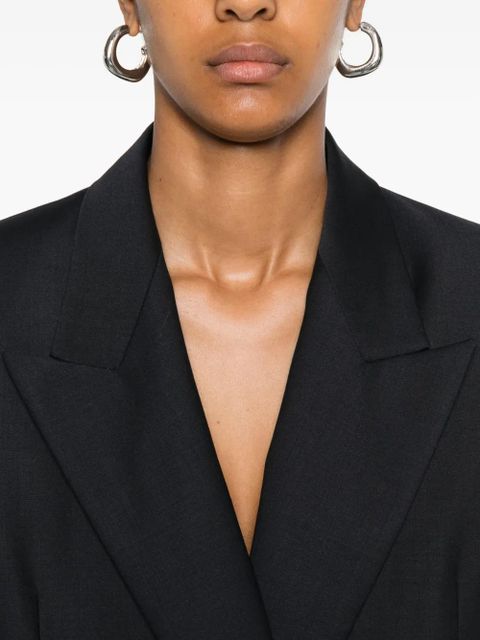 Maje double-breasted gold-button blazer - Blue