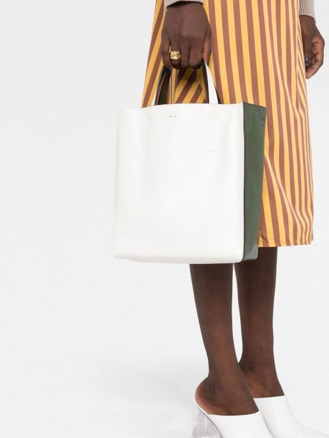 Marni small Museo leather tote bag - White - zdjęcie produktu nr 2