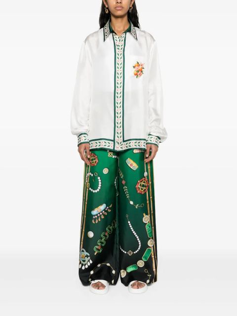 Casablanca graphic-print silk trousers - Green - zdjęcie produktu nr 2