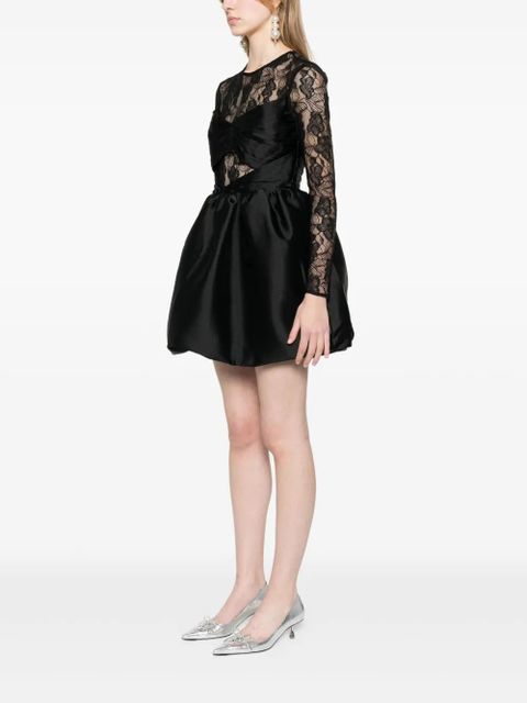 Self-Portrait lace-panel taffeta mini dress - Black - zdjęcie produktu nr 2
