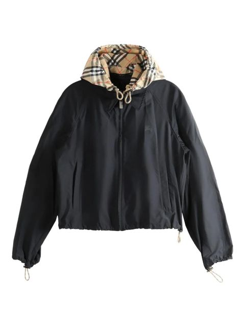 Burberry check-hood cropped jacket - Black - zdjęcie produktu nr 1