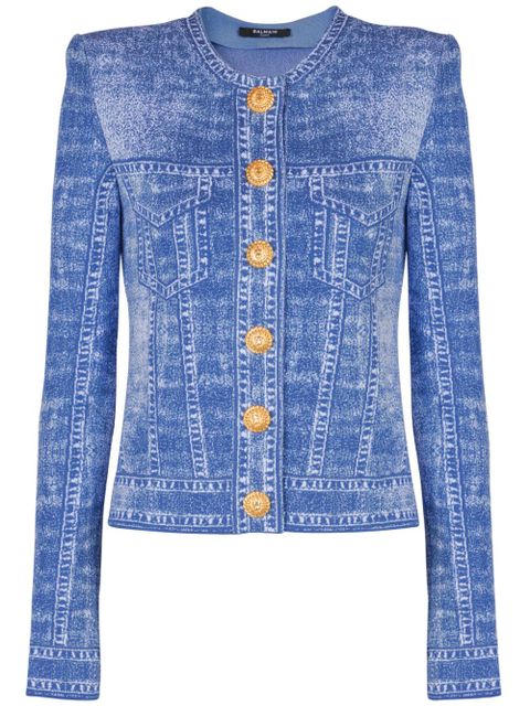 Balmain denim-effect cardigan - Blue - zdjęcie produktu nr 1