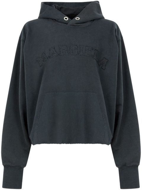 Maison Margiela logo-embroidered cotton hoodie - Grey - zdjęcie produktu nr 1