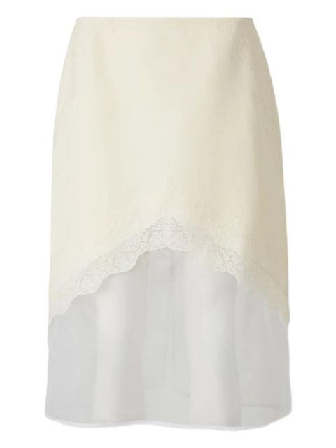 Jil Sander asymmetric lace midi skirt - Neutrals