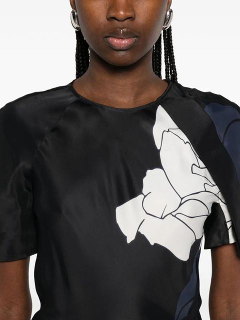 Victoria Beckham floral-pattern midi dress - Black