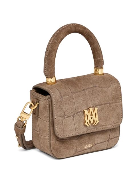 AMIRI Nano Ma crocodile-effect top-handle leather bag - Brown